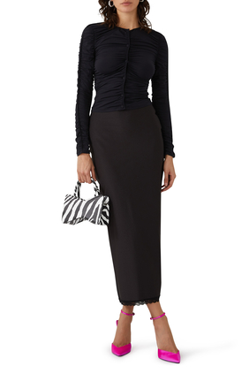 Pencil Skirt with Lace Trim